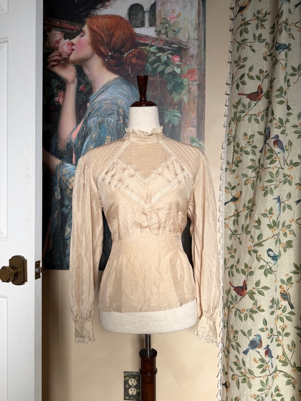 Cream Victorian/Edwardian Inspired Silk Lace Blouse